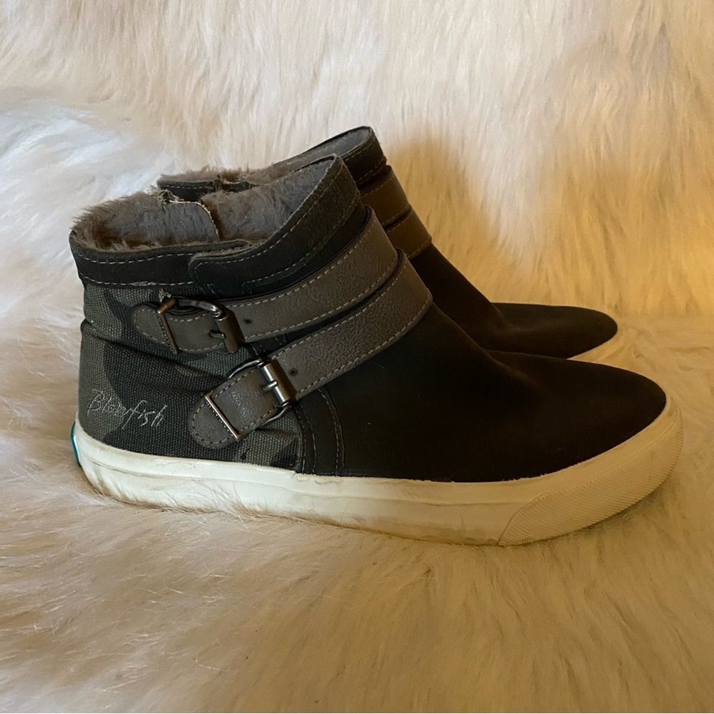Blowfish Malibu Shoes Women’s Size 8.5 Side Zip Faux Fur Gray
